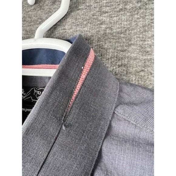 LVs Signature Mens Contemporary Fit LS Button Up Blue Checkered Shirt L 16-16.5 - Picture 4 of 10